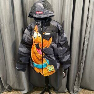 members only X Scooby Doo, Collab puffer jacket with hood men’s XL NWT